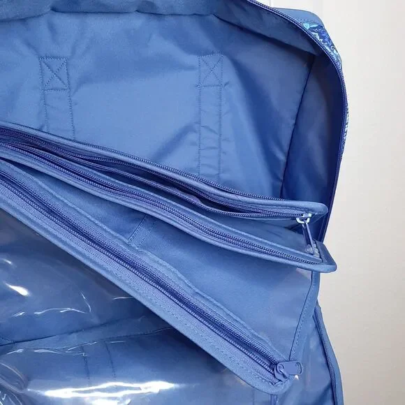 Hobby Gift Craft Bag Blue Floral Zippered With Inserts For Craft Projects & Tool - Picture 10 of 11